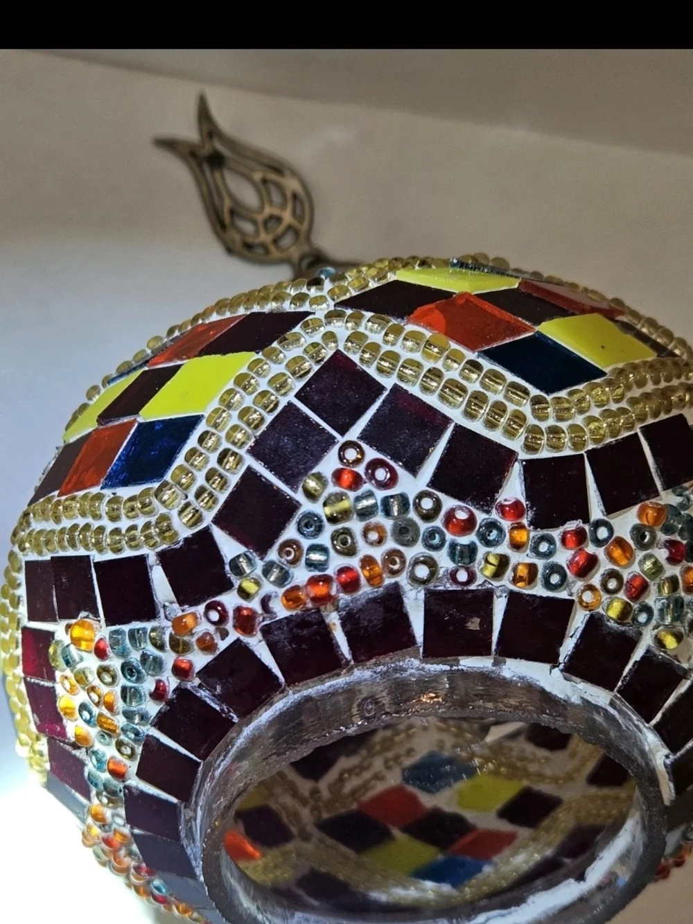 Turkish/Anatolian Demmex Mosaic Table Lamp Exquisite Colourful Cap Top ONLY